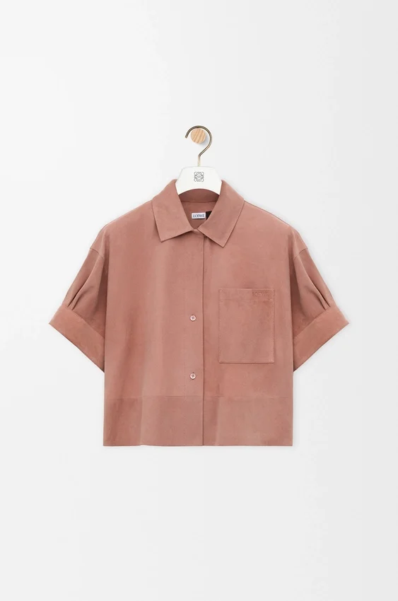 Short Sleeve Shirt in Suede Goatskin Short Sleeve Shirt in Suede Goatskin