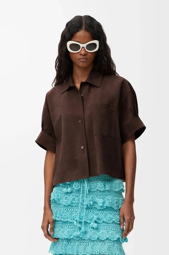 Short Sleeve Shirt in Suede Goatskin Short Sleeve Shirt in Suede Goatskin