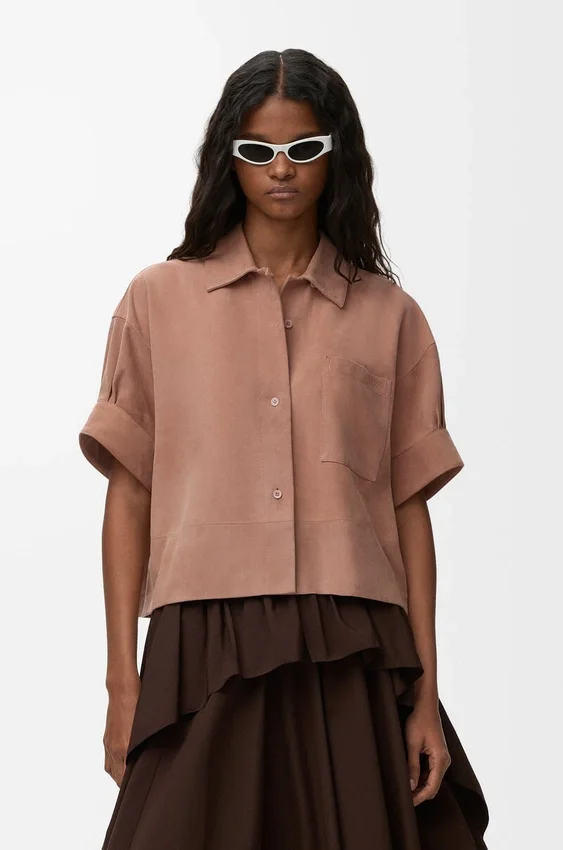 Short Sleeve Shirt in Suede Goatskin Short Sleeve Shirt in Suede Goatskin