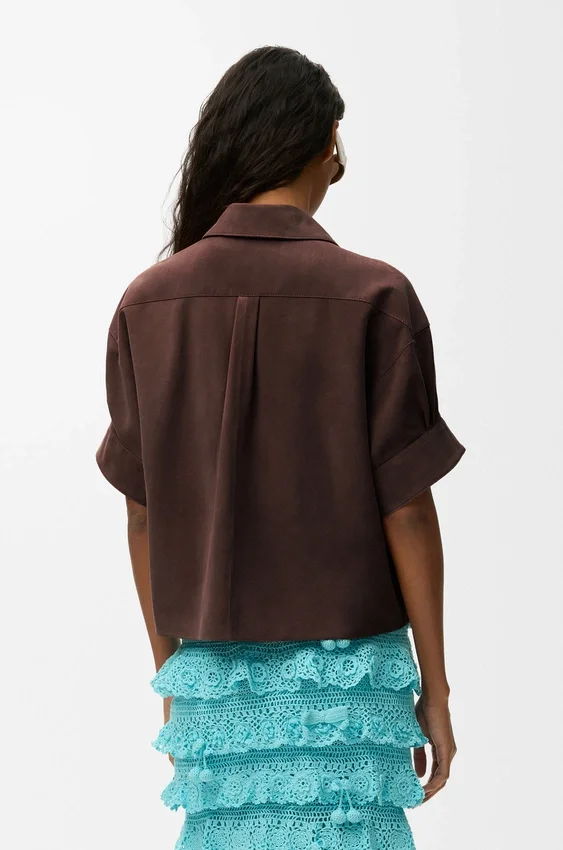 Short Sleeve Shirt in Suede Goatskin Short Sleeve Shirt in Suede Goatskin