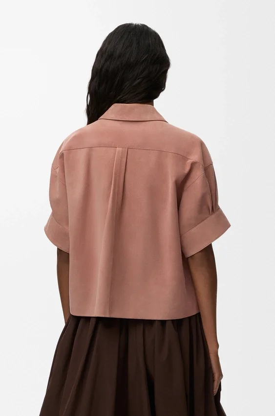 Short Sleeve Shirt in Suede Goatskin Short Sleeve Shirt in Suede Goatskin