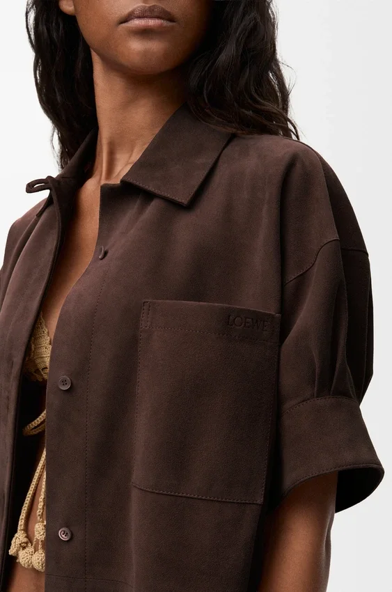 Short Sleeve Shirt in Suede Goatskin Short Sleeve Shirt in Suede Goatskin