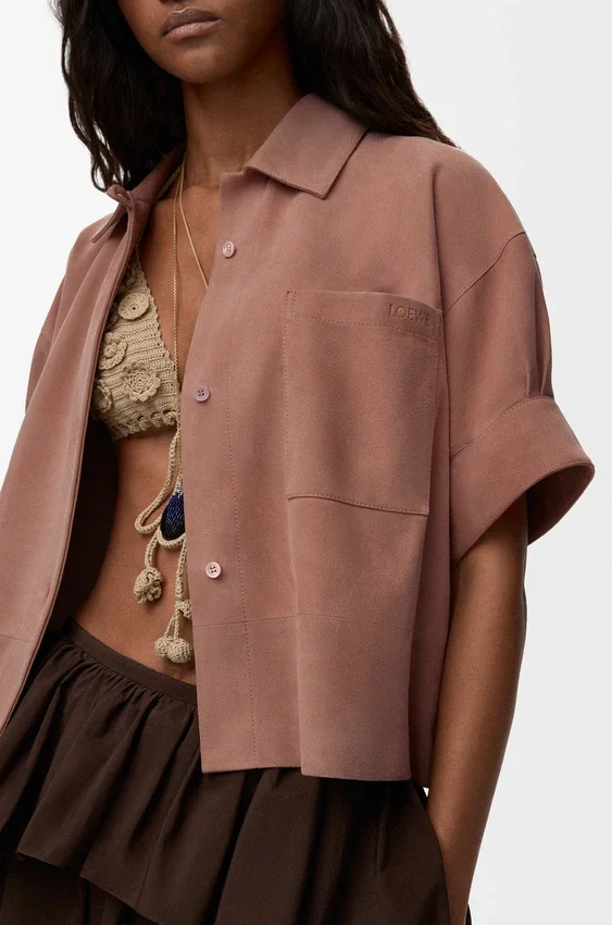 Short Sleeve Shirt in Suede Goatskin Short Sleeve Shirt in Suede Goatskin