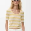 Short Sleeve Sweater in Cotton Blend