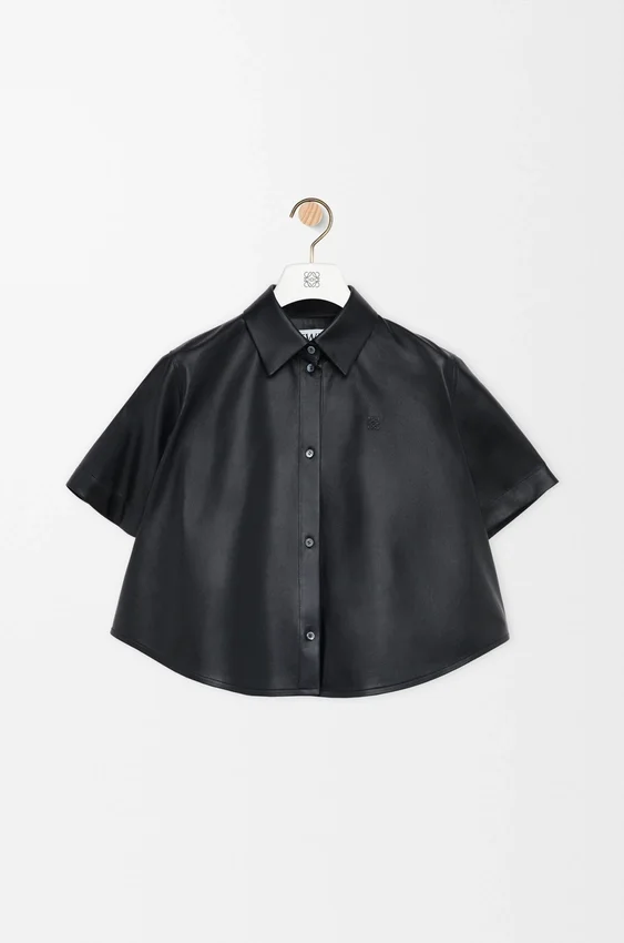 Short Sleeve Trapeze Shirt in Nappa Lambskin Short Sleeve Trapeze Shirt in Nappa Lambskin