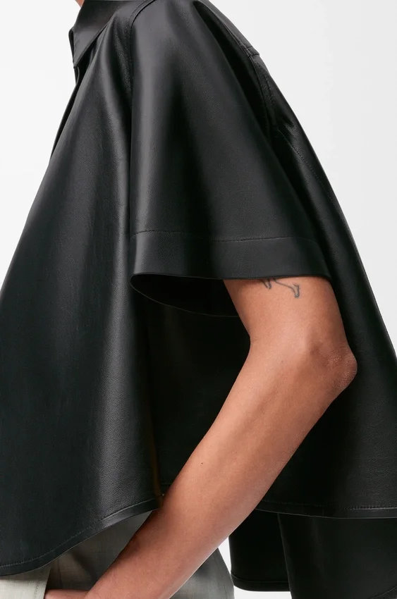 Short Sleeve Trapeze Shirt in Nappa Lambskin Short Sleeve Trapeze Shirt in Nappa Lambskin