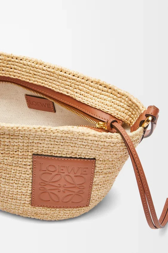 Slit Pochette Bag in Raffia and Calfskin Slit Pochette Bag in Raffia and Calfskin