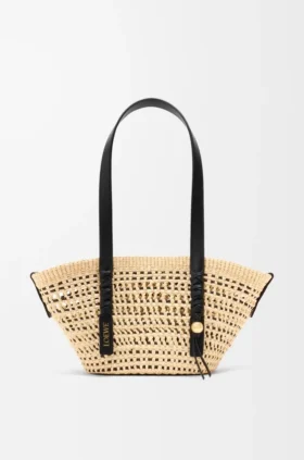 Small Braid Basket in Iraca Palm Ad Calfskin Small Braid Basket in Iraca Palm Ad Calfskin