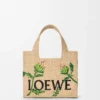 Small Loewe Font Tote in Raffia