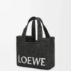 Small Loewe Font Tote in Raffia