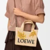 Small Loewe Font Tote in Raffia