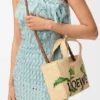 Small Loewe Font Tote in Raffia