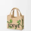 Small Loewe Font Tote in Raffia