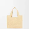 Small Loewe Font Tote in Raffia