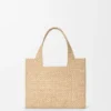 Small Loewe Font Tote in Raffia