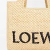 Small Loewe Font Tote in Raffia