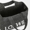 Small Loewe Font Tote in Raffia