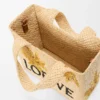 Small Loewe Font Tote in Raffia