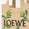 Small Loewe Font Tote in Raffia