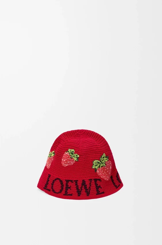 Strawberry Bucket Hat in Cotton Strawberry Bucket Hat in Cotton