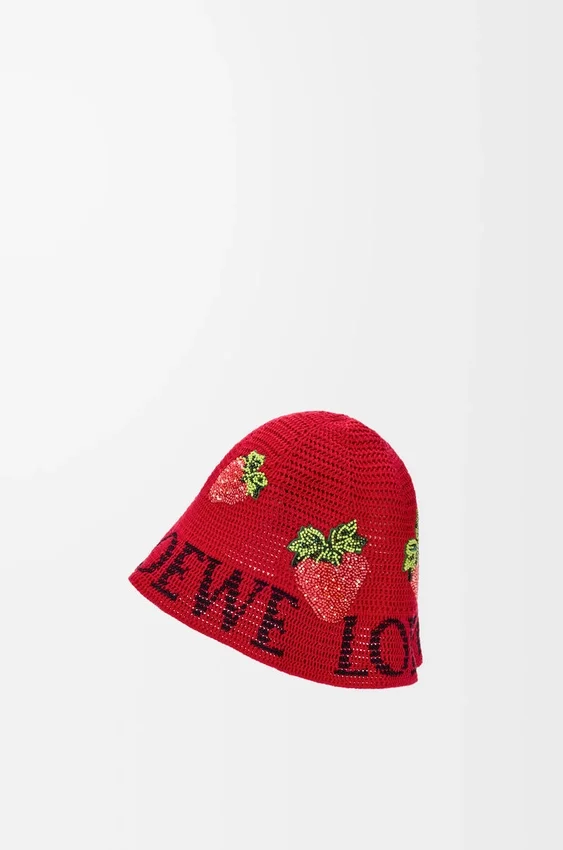 Strawberry Bucket Hat in Cotton Strawberry Bucket Hat in Cotton