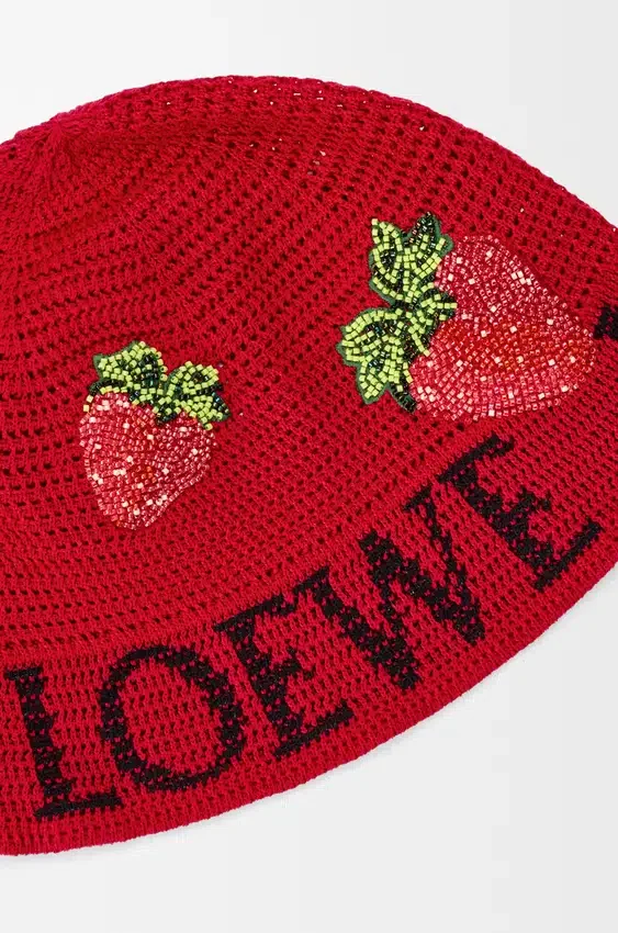 Strawberry Bucket Hat in Cotton Strawberry Bucket Hat in Cotton