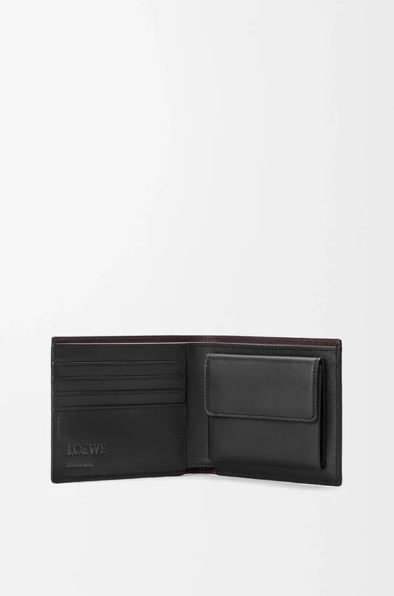 Switch Bifold Coin Wallet in Supple Grained Calfskin and Suede Switch Bifold Coin Wallet in Supple Grained Calfskin and Suede