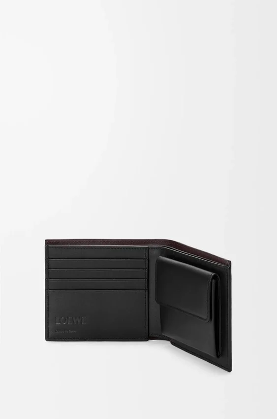 Switch Bifold Coin Wallet in Supple Grained Calfskin and Suede Switch Bifold Coin Wallet in Supple Grained Calfskin and Suede