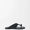 Toggle Flat Sandal in Shiny Smoot Calfskin