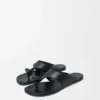 Toggle Flat Sandal in Shiny Smoot Calfskin