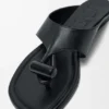 Toggle Flat Sandal in Shiny Smoot Calfskin