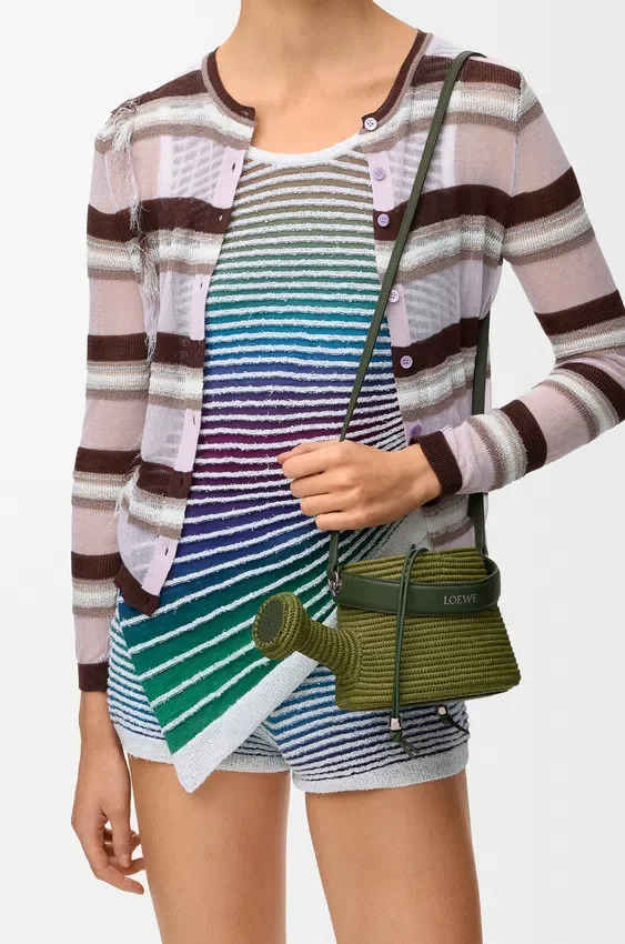 Watering Can Bag in Raffia and Calfskin Watering Can Bag in Raffia and Calfskin