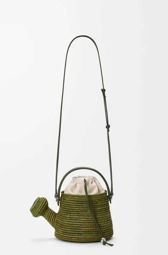 Watering Can Bag in Raffia and Calfskin Watering Can Bag in Raffia and Calfskin