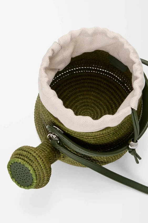 Watering Can Bag in Raffia and Calfskin Watering Can Bag in Raffia and Calfskin