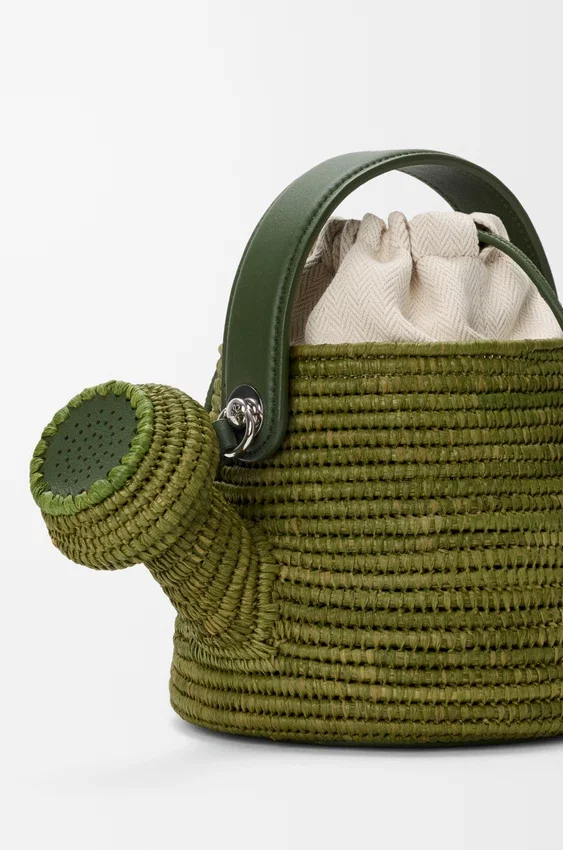 Watering Can Bag in Raffia and Calfskin Watering Can Bag in Raffia and Calfskin